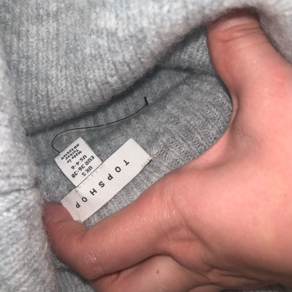Topshop ballon sleeve turtleneck grey sweater 98$ boho spring knit glam classic - Picture 5 of 5